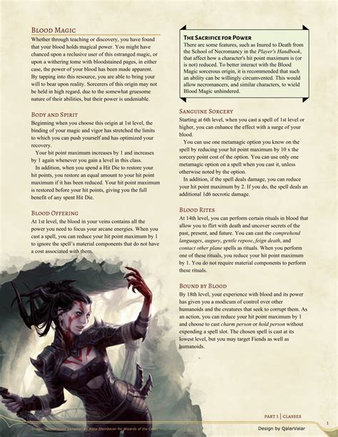 The art of blood magic in dungeons and dragons